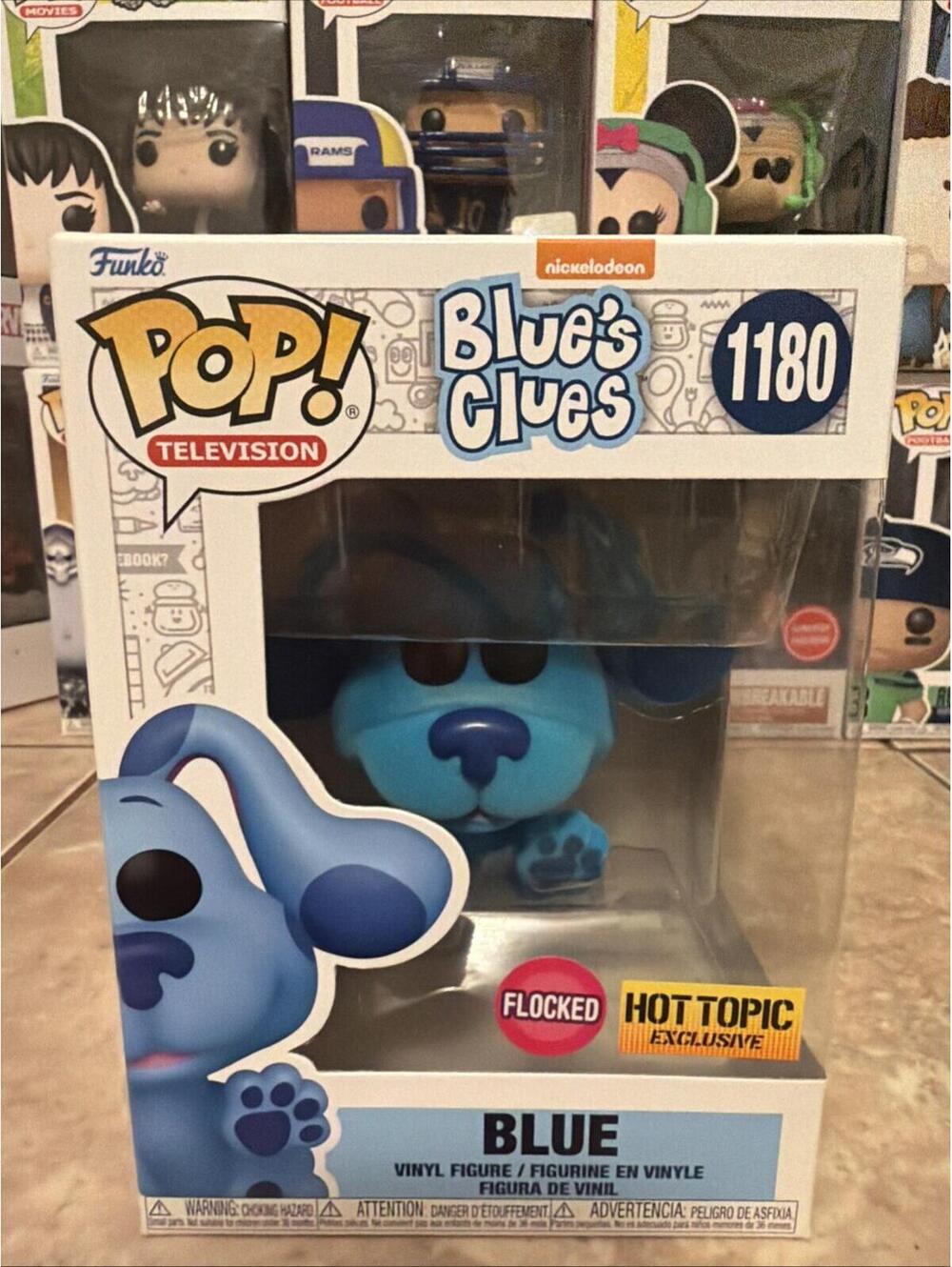 Funko Pop! Television Blue's Clues Blue #1180 Flocked Hot w/Protector